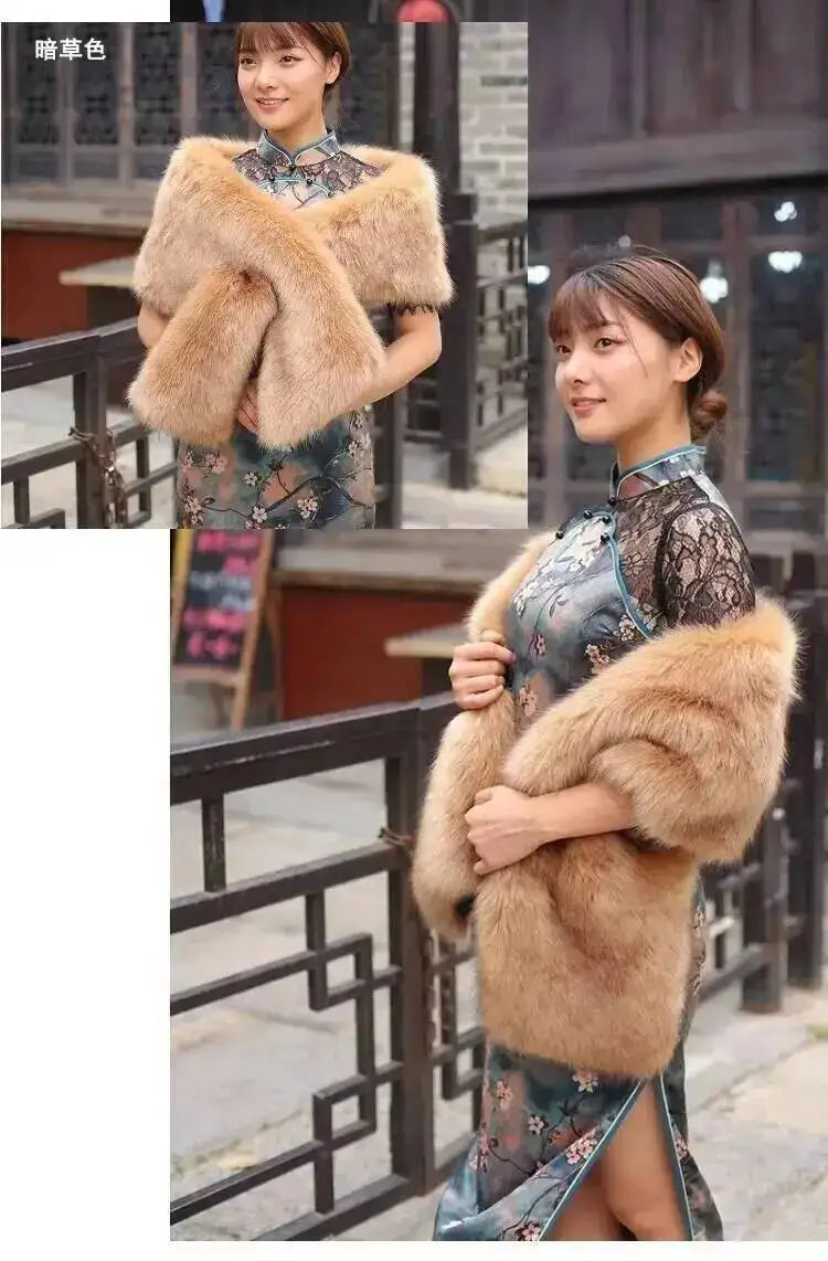 CowLost | 32-colors-165-30cm-women-luxury-warm-faux-fox-fur-shawl-winter-ladies-plush-scarf |20