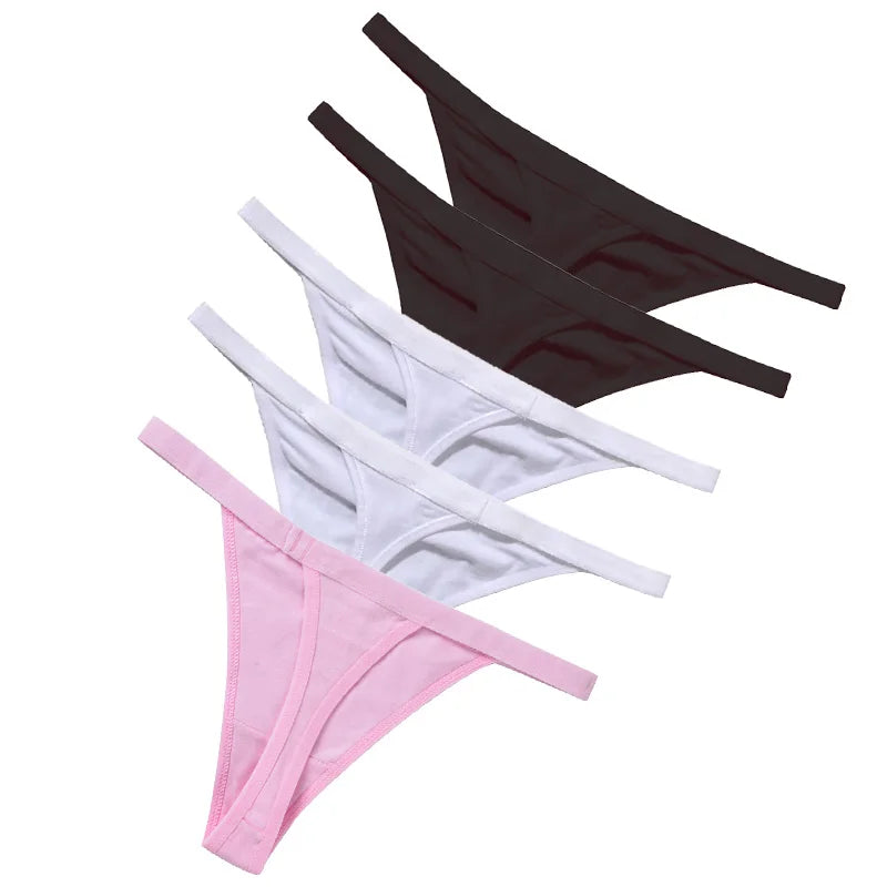 CowLost | 5pcs-women-rib-g-string-thongs-sexy-female-low-waist-panties |19