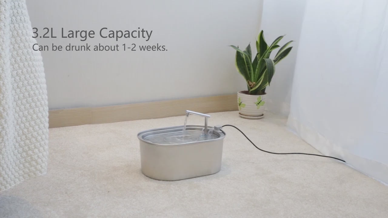 ROJECO Stainless Steel Automatic Cat Water Fountain with Filter
