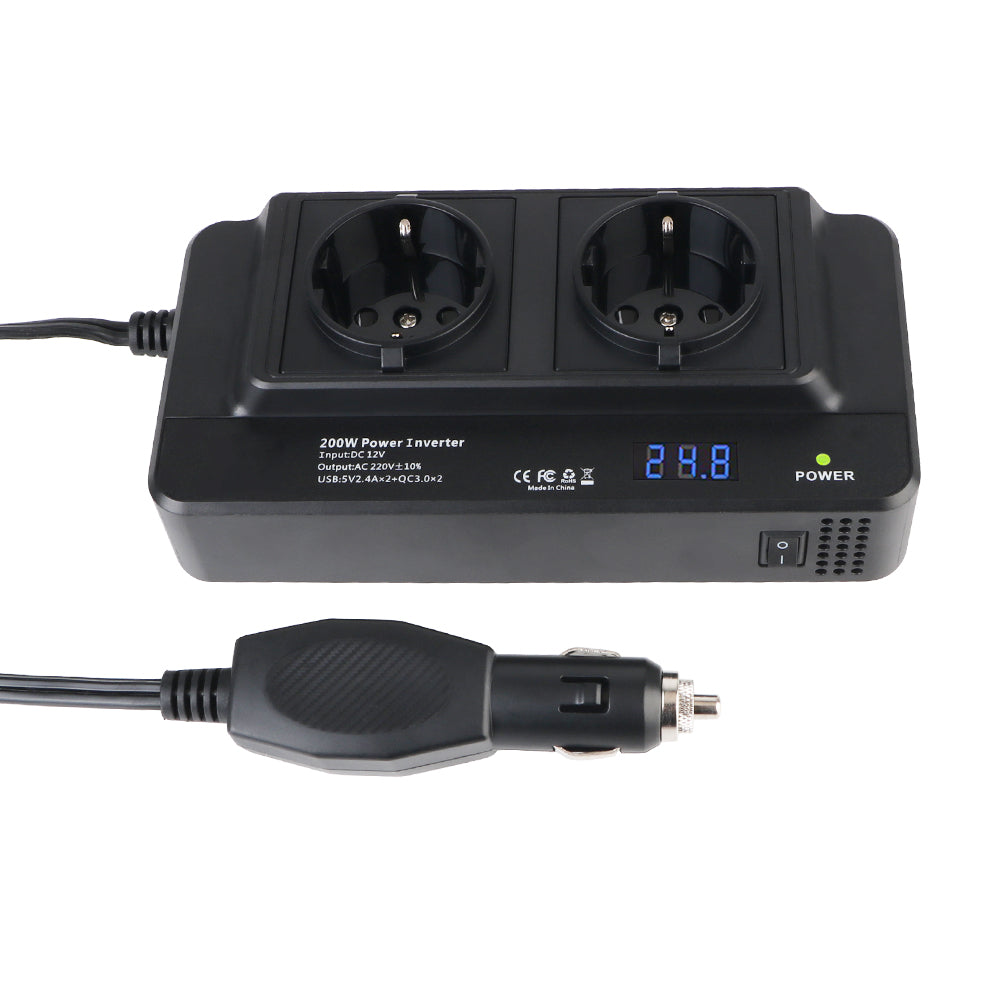 CowLost | 4-usb-12v-to-220v-400w-peak-power-auto-mounted-inverter-accessories-cigarette-lighter-car-200w-inverter-ac-eu-socket-dc-to-ac |8